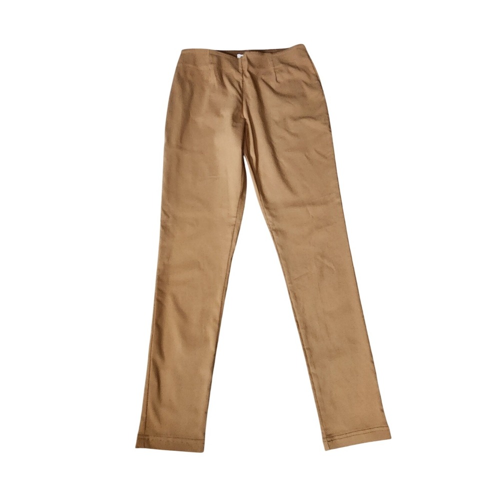 Calvin Klein Camel Tan Mid Rise Skinny Trousers Pants Flat Front Business Work 2